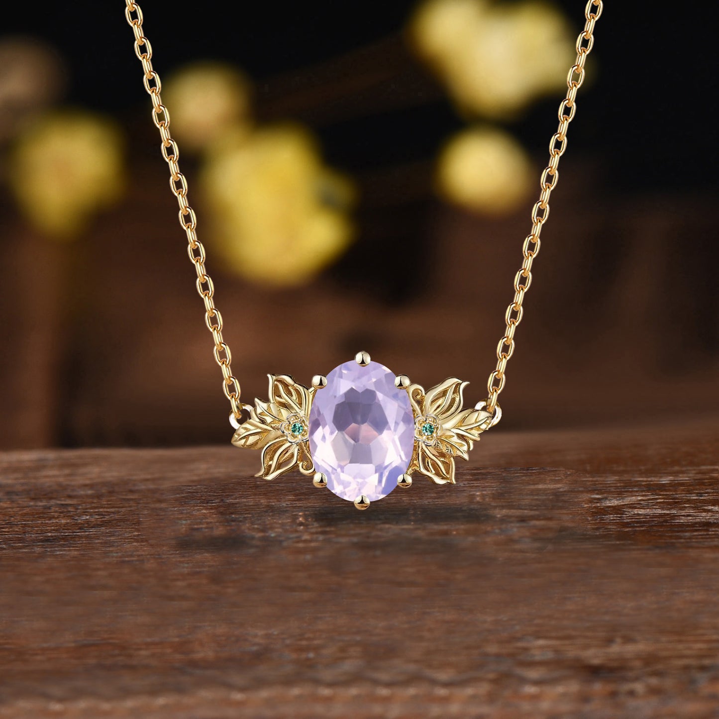 Unique Lavender Amethyst Necklace Butterfly Flower Pendant Floral Purple Amethyst Leaf Branch Twig Necklace Wedding Gift February Birthstone