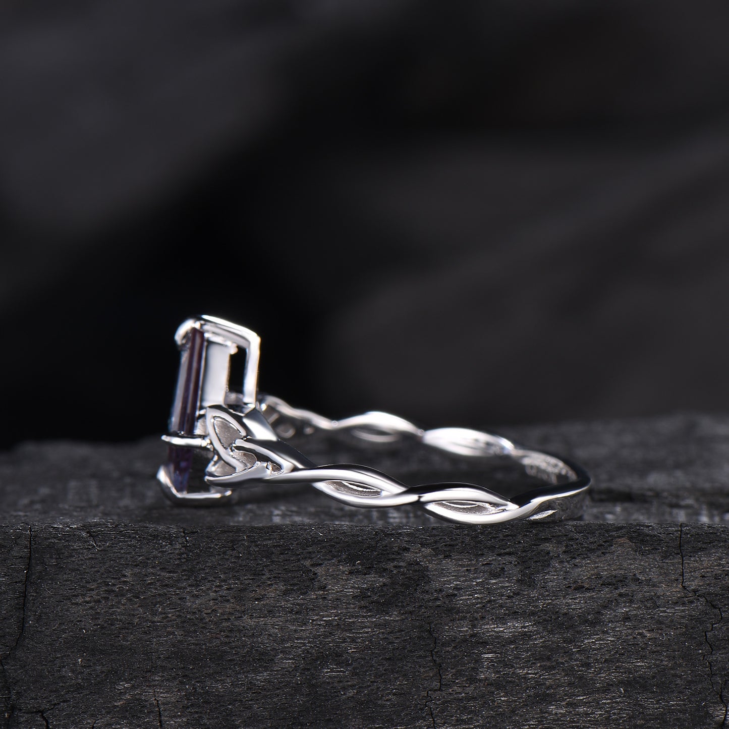 Solitaire Kite Cut Alexandrite Ring Celtic Love Knot Norse Viking Alexandrite Engagement Ring