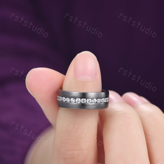 Black Gold Diamond Engagement Ring: Handmade Anniversary Jewelry