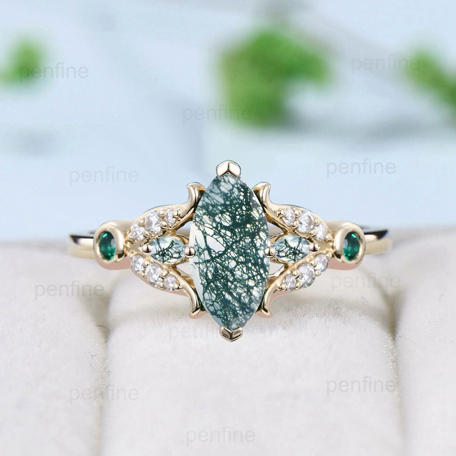 Sterling Silver selling Natural Marquise Cut Moss Agate Half Eternity Wedding Band Green Emerald Agate Wedding Ring Stacking Ring Minimalist Jewelry