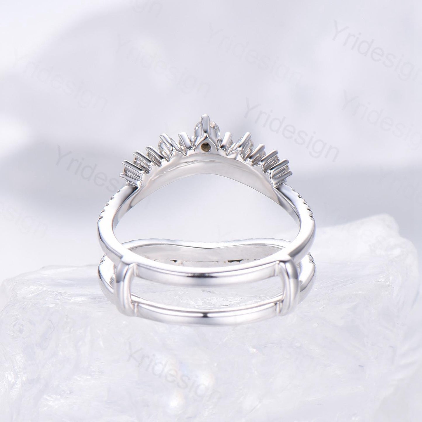 Art Deco Double Curved Moissanite Wedding Band Ladies Snowdrift Wedding Promise Ring Women Black Diamond Stacking Bridal Matching Ring Her - PENFINE