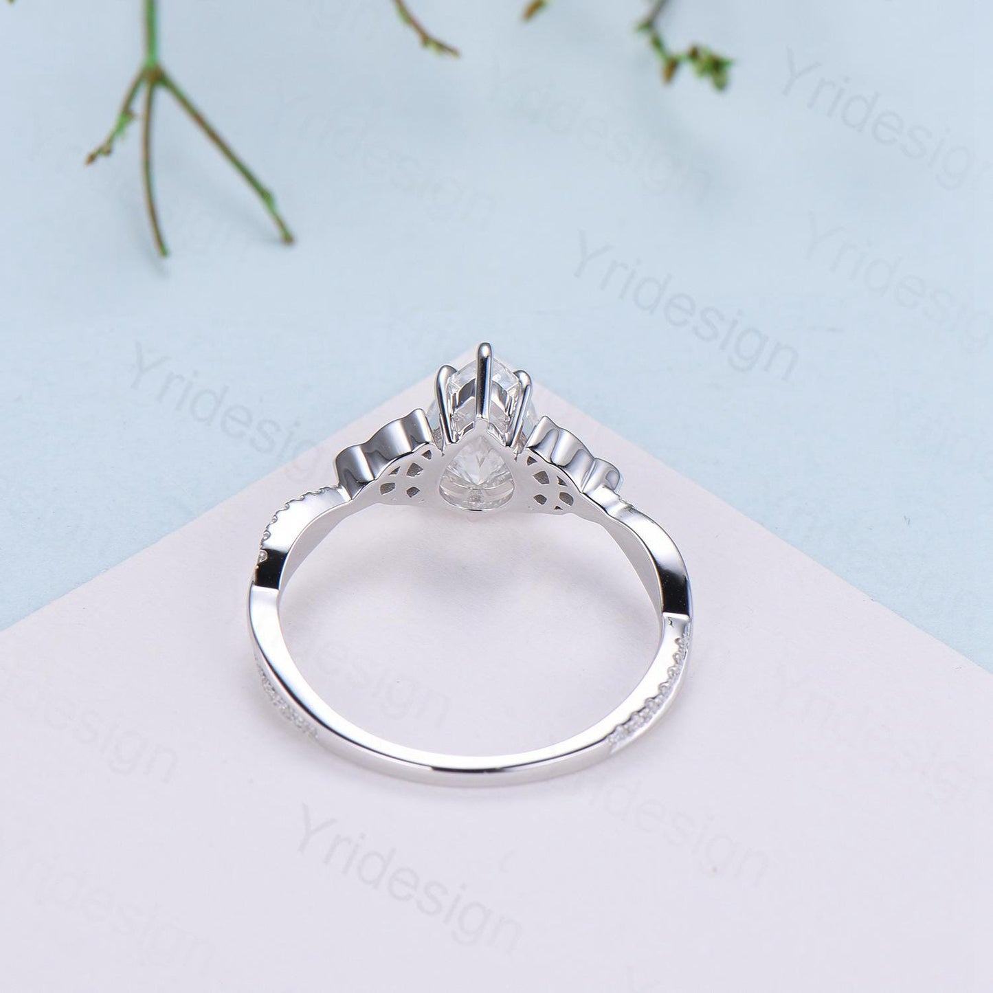 Celtic Knot Pear Shaped Alexandrite Engagement Ring Unique Norse Viking infinity Color Change Wedding Ring Spilt Shank Anniversary gifts - PENFINE