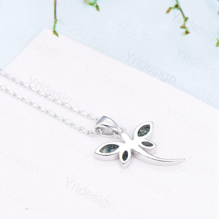 Dragonfly Black Marquise Spinel Spinel Necklace Bezel Set Simple Butterfly Accompany Necklace Pendant Minimalist Anniversary Birthday Gift - PENFINE