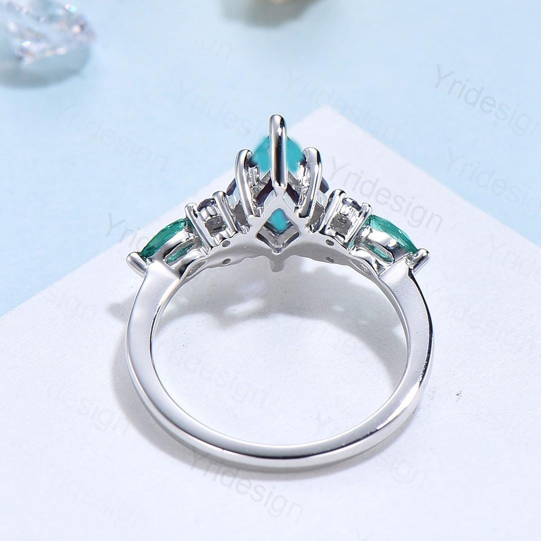 Vintage Lavender Amethyst Engagement Ring Cluster Alexandrite Emerald Wedding Ring Purple Sapphire Anniversary Ring Amethyst Promise Ring - PENFINE