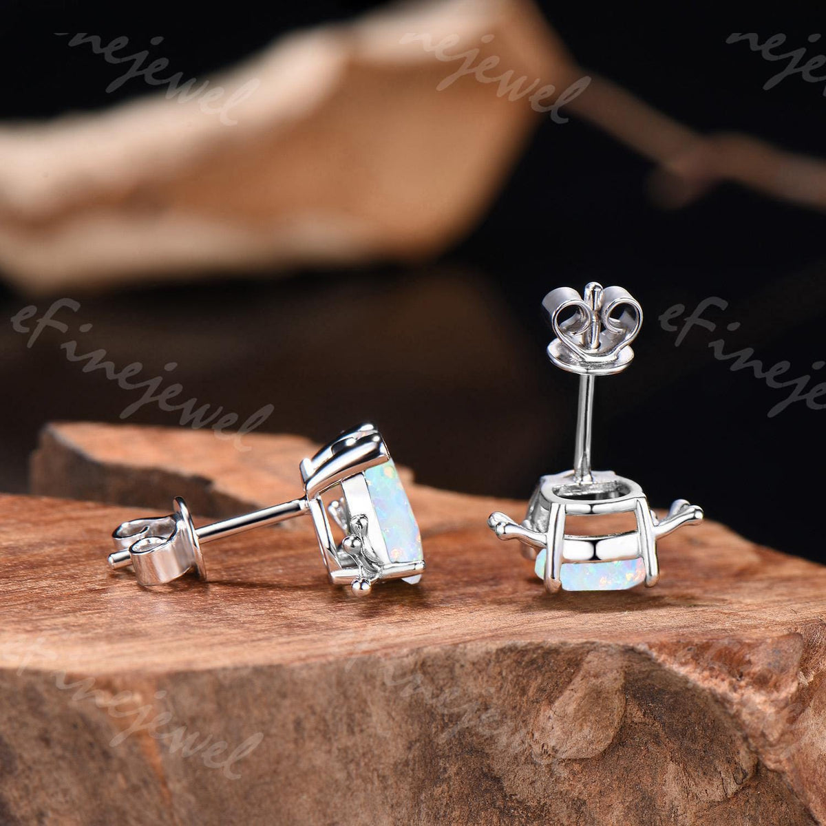 Opal Amethyst Frog Stud Earrings