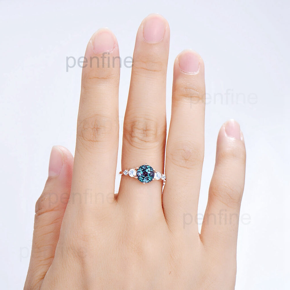 moonstone alexandrite engagement ring