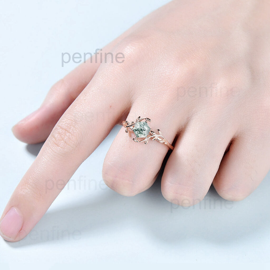 unique moss agate ring