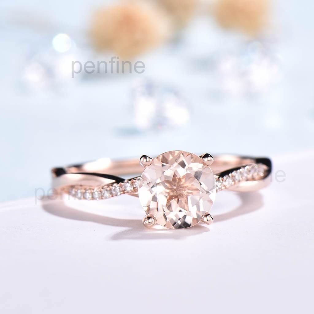 Inifinity Twisted Morganite Diamond Engagement Ring | PenFine