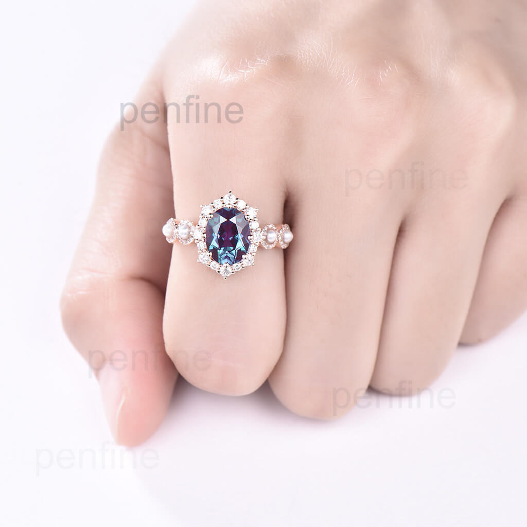 Oval Alexandrite Engagement Ring