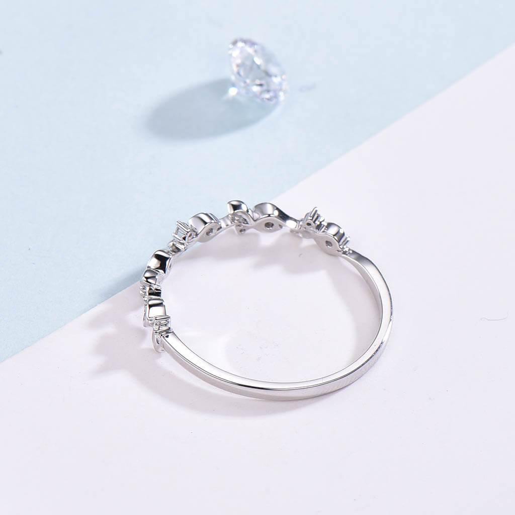 Flower Dainty Diamond Wedding Ring Unique - PENFINE