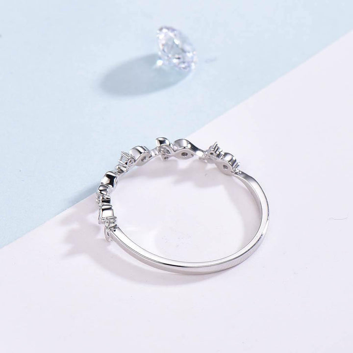 Flower Dainty Diamond Wedding Ring Unique - PENFINE