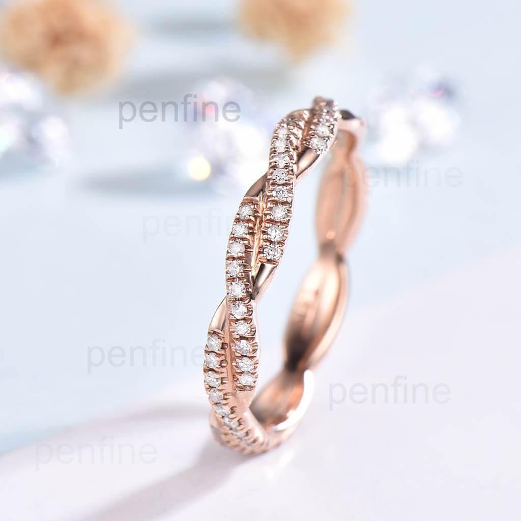 Twisted Fill Eternity Diamond Wedding Ring - PENFINE