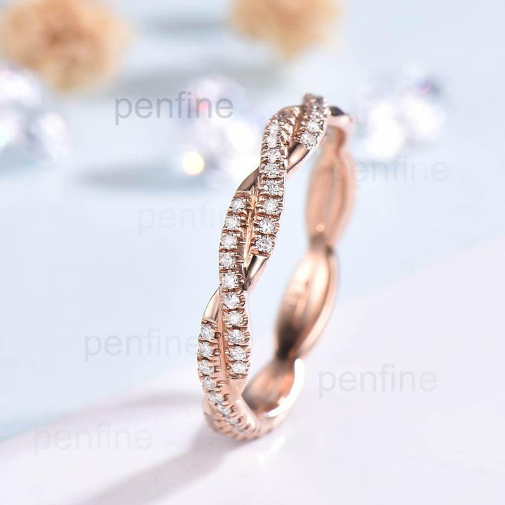 Twisted Fill Eternity Diamond Wedding Ring - PENFINE