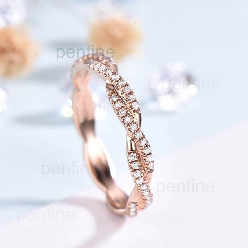 Twisted Fill Eternity Diamond Wedding Ring - PENFINE