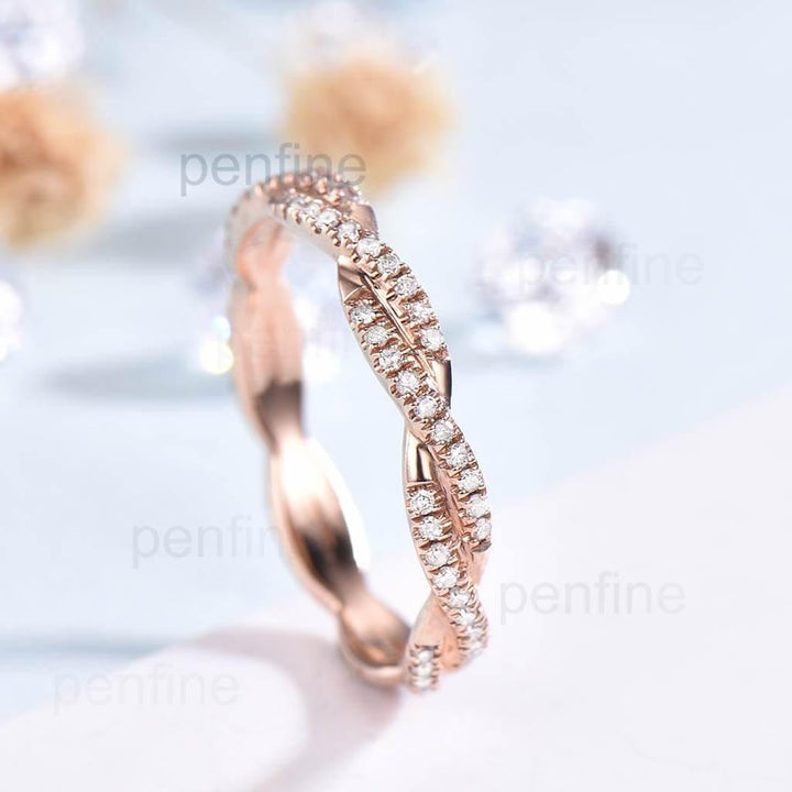 Twisted Fill Eternity Diamond Wedding Ring - PENFINE