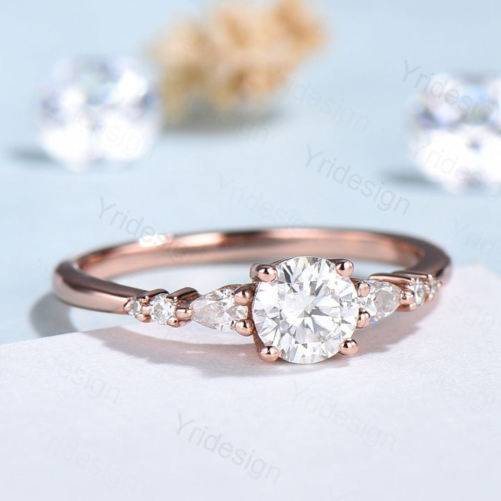 3ct Unique Moissanite Ring Dainty Moissanite engagement ring Minimalist rose gold moissanite bride ring anniversary promise ring for women - PENFINE