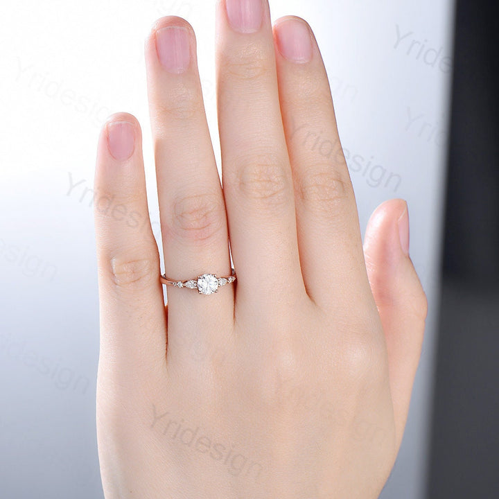 3ct Unique Moissanite Ring Dainty Moissanite engagement ring Minimalist rose gold moissanite bride ring anniversary promise ring for women - PENFINE
