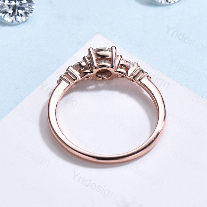 3ct Unique Moissanite Ring Dainty Moissanite engagement ring Minimalist rose gold moissanite bride ring anniversary promise ring for women - PENFINE