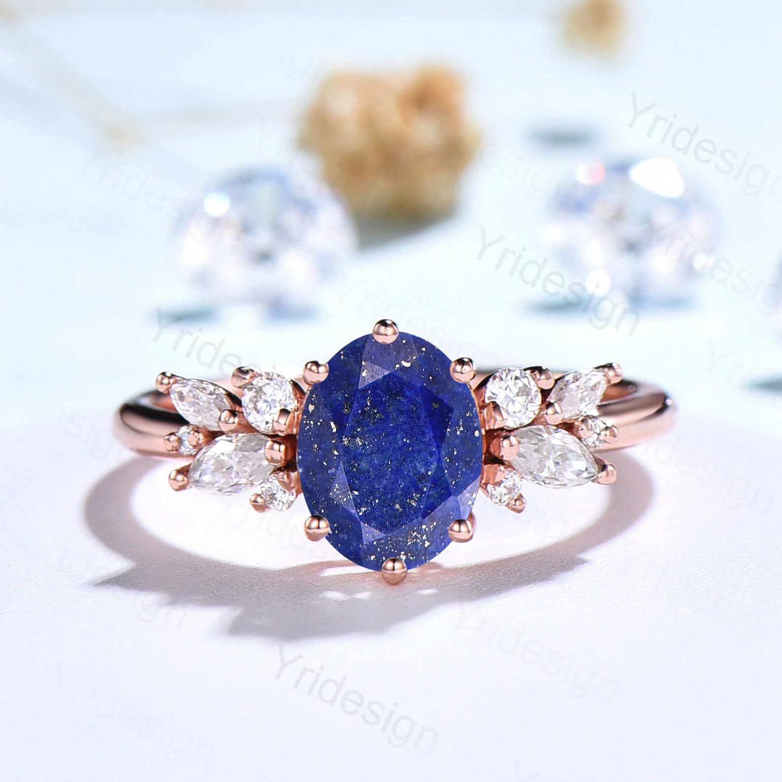 Lapis lazuli rose 2025 gold ring