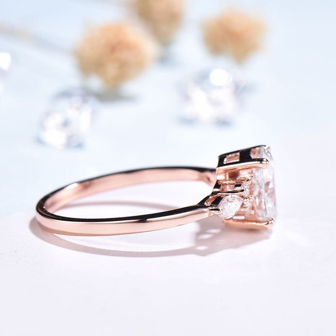 Sale !!! Pear Shaped Opal Ring Rose Gold Unique Cluster Diamond Opal Engagement Ring Teardrop Bridal Promise Ring Women Anniversary gift - PENFINE