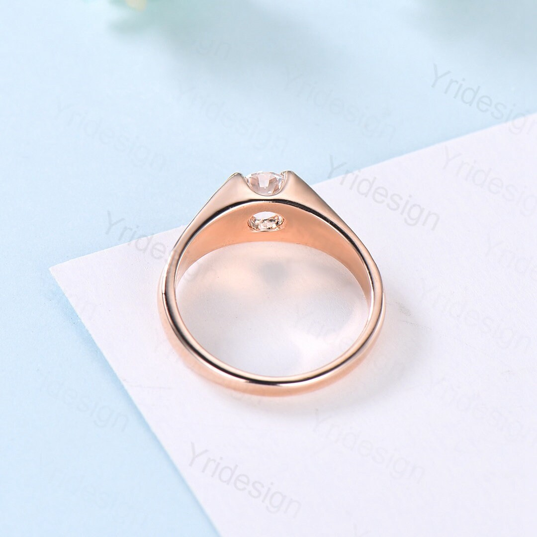 Elegant Moissanite Engagement Ring Rose Gold Art Deco Promise Diamond Ring,Vintage Moissanite Ring For Women Moissaninte Jewelry Bridal Ring - PENFINE