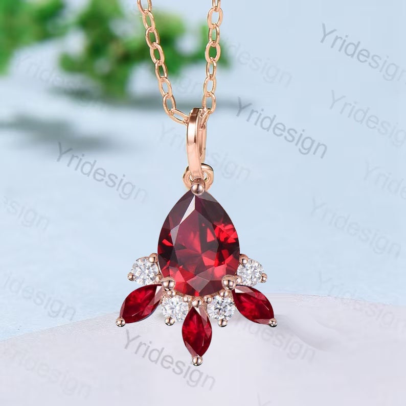 Natural Pink Sapphire Diamond Necklace,Pink Gems Pendant Floral Diamond Jewelry Delicate Dainty Necklace Gift for Women or Her,18k Rose Gold 18K White