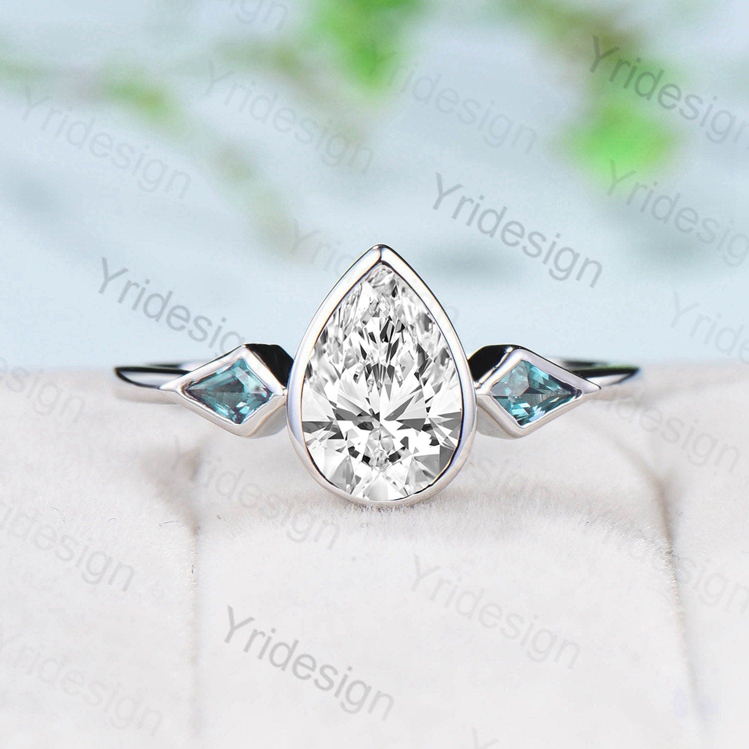 Dainty pear store shaped engagement ring