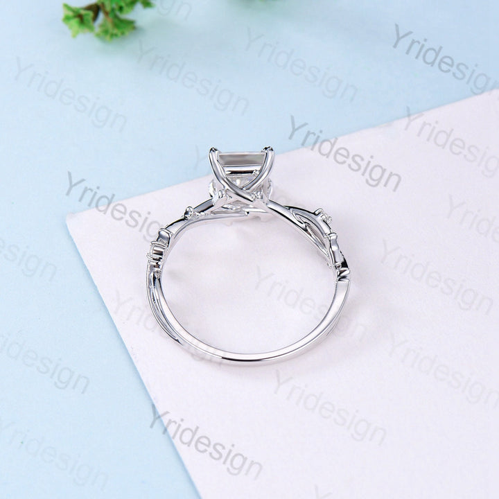 2CT Brilliant Princess Cut Moissanite ring Leaf Branch Moissanite Engagement Ring Nature Inspired Wedding Ring Unique Twig Promise Ring Gift - PENFINE