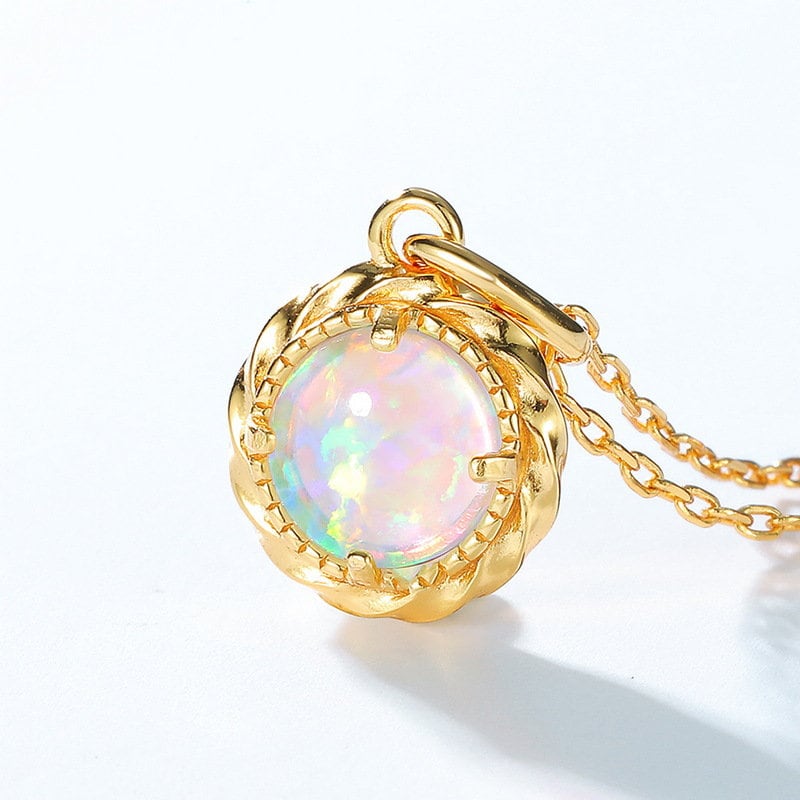 14K Yellow Gold 7 mm outlet Ethiopian Opal Pendant