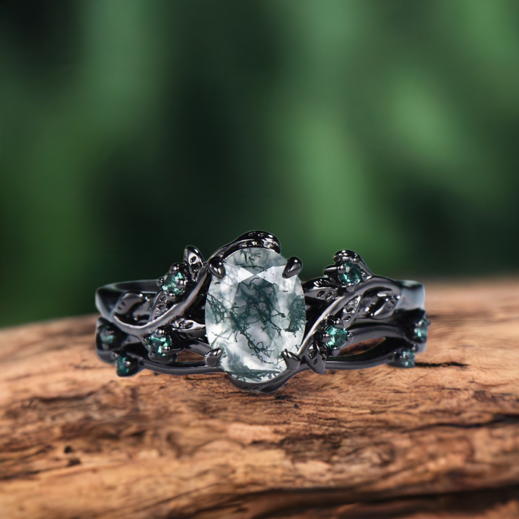 The Complete Guide To Choosing Green Moss Agate Engagement Rings-2025 The Most Popular Moss Agate Bridal Set  Online
