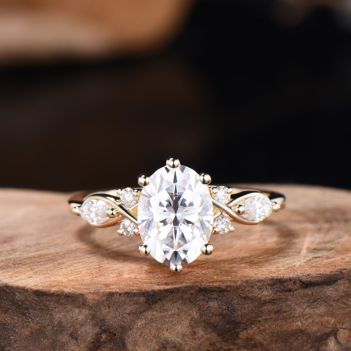 1.5 Carat VS1 Oval Lab Grown Diamond Engagement Ring Infinity Diamond Engagement Ring Unique Twisted  Marquise Diamonds Wedding Ring Gift