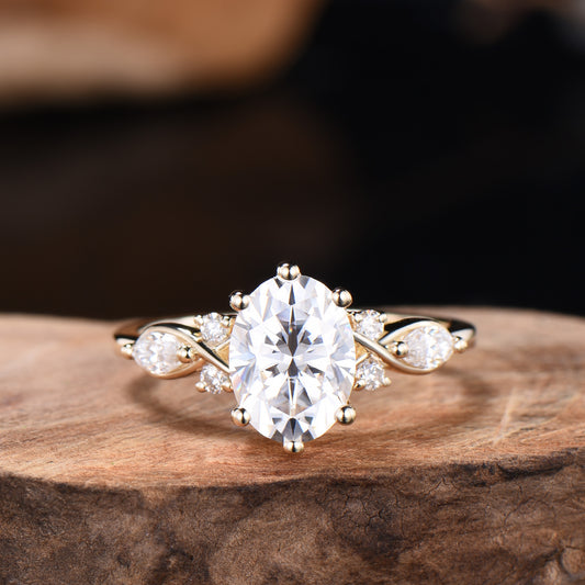 1.5 Carat VS1 Oval Lab Grown Diamond Engagement Ring Infinity Diamond Engagement Ring Unique Twisted  Marquise Diamonds Wedding Ring Gift