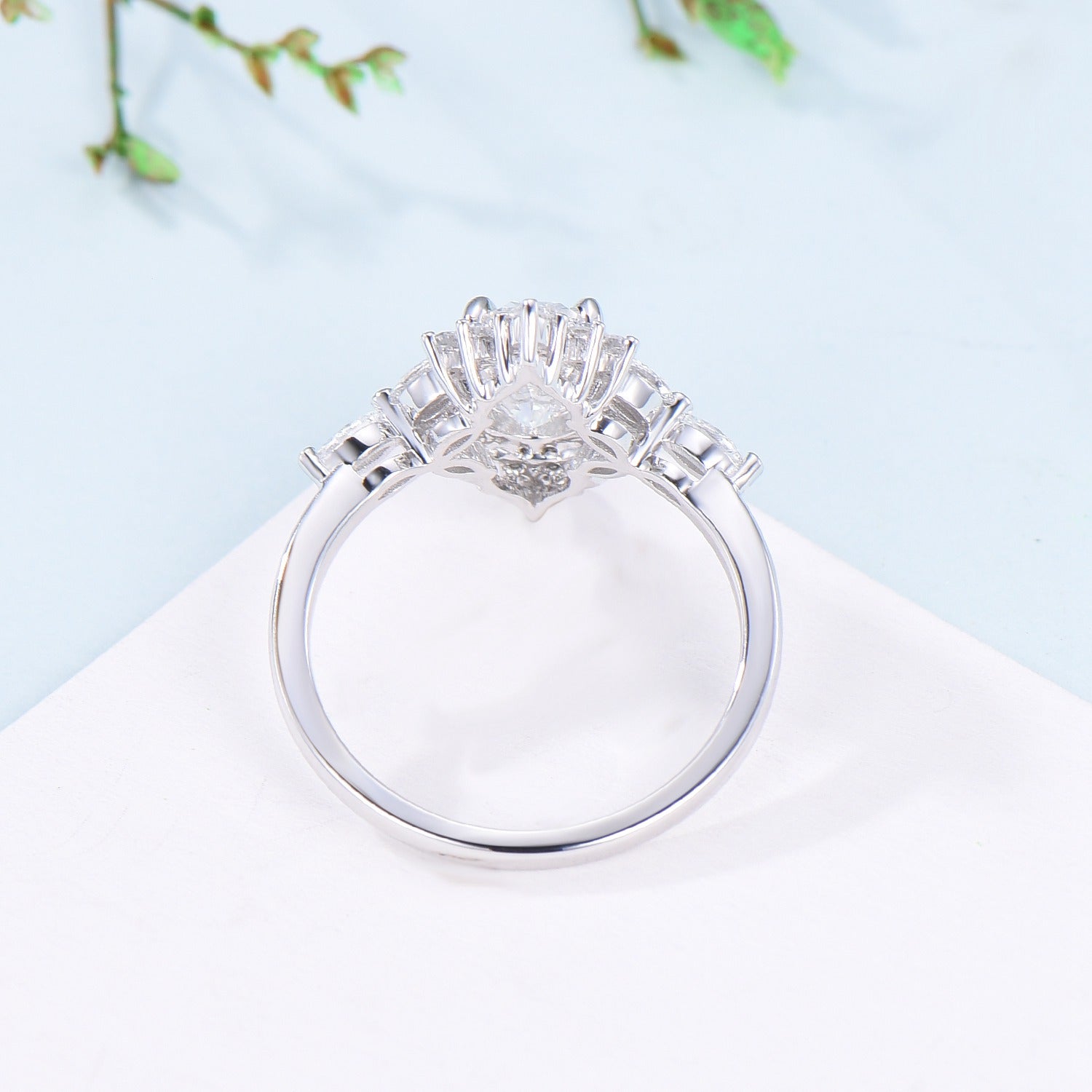 Vintage 1.5 Carat VVS-D Oval Lab Grown Diamond Engagement Ring Halo Diamond Certificate Engagement Ring Unique Marquise Diamond Wedding Gift - PENFINE