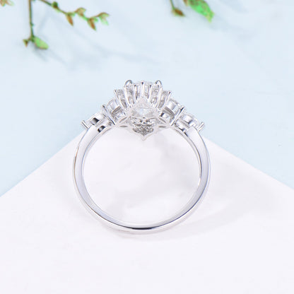 Vintage 1.5 Carat VVS-D Oval Lab Grown Diamond Engagement Ring Halo Diamond Certificate Engagement Ring Unique Marquise Diamond Wedding Gift - PENFINE