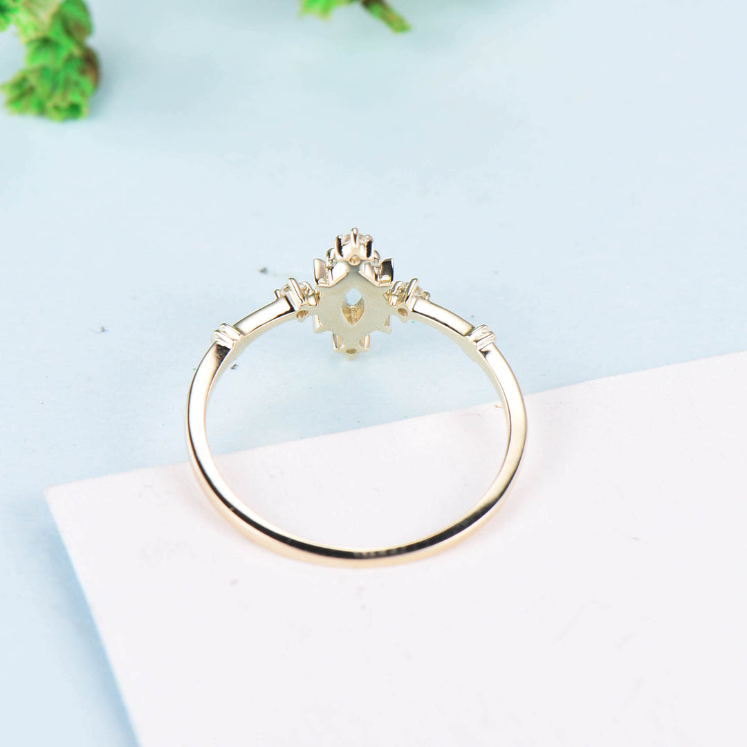 Minimalist Dainty Aquamarine Engagement Ring Gold Marquise Cut Star March Birthstone Wedding Ring Perfect Gift  for Daughter Christmas Gift - PENFINE