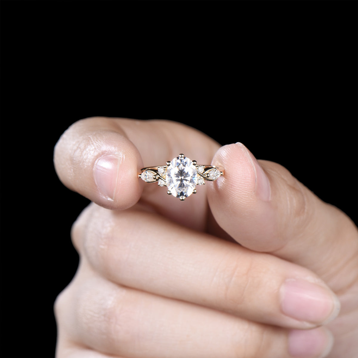 1.5 Carat VS1 Oval Lab Grown Diamond Engagement Ring Infinity Diamond Engagement Ring Unique Twisted  Marquise Diamonds Wedding Ring Gift