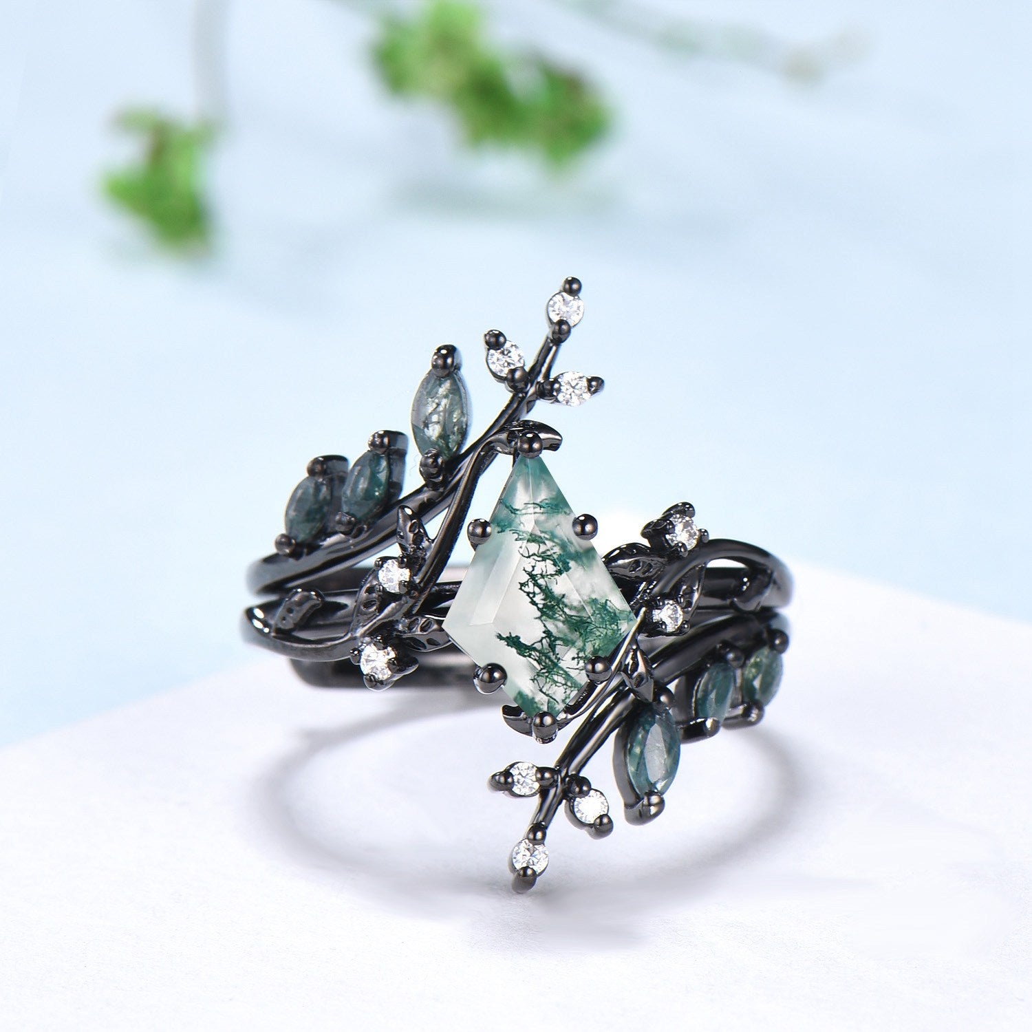 Moss Agate Rings | PenFine – PENFINE