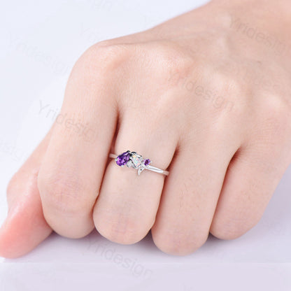Royal 3-Stone Opal Amethyst Cluster Ring - PENFINE
