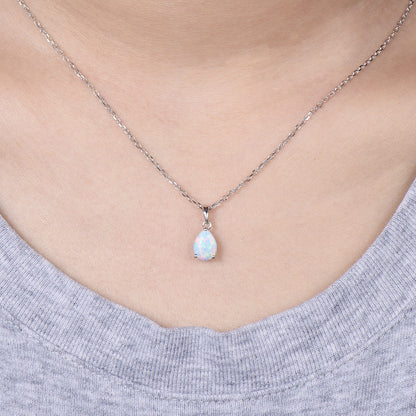 Dainty fire opal wedding set solitaire white opal engagement ring rose gold minimalist October birthstone pendant necklace opal earrings