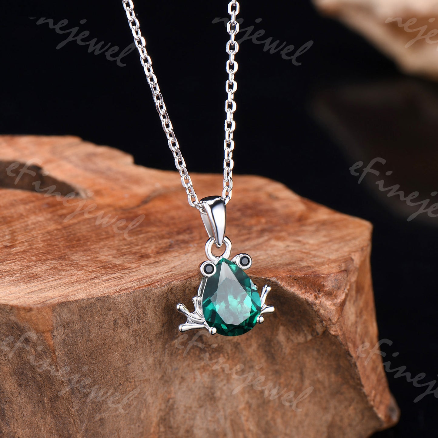 Pear Shaped Emerald Frog Jewelry Set Animal Inspired May Birthstone Ring Necklace Stud Earrings (Copy) (Copy)
