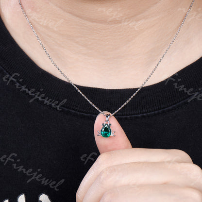 Pear Shaped Emerald Frog Jewelry Set Animal Inspired May Birthstone Ring Necklace Stud Earrings (Copy) (Copy)