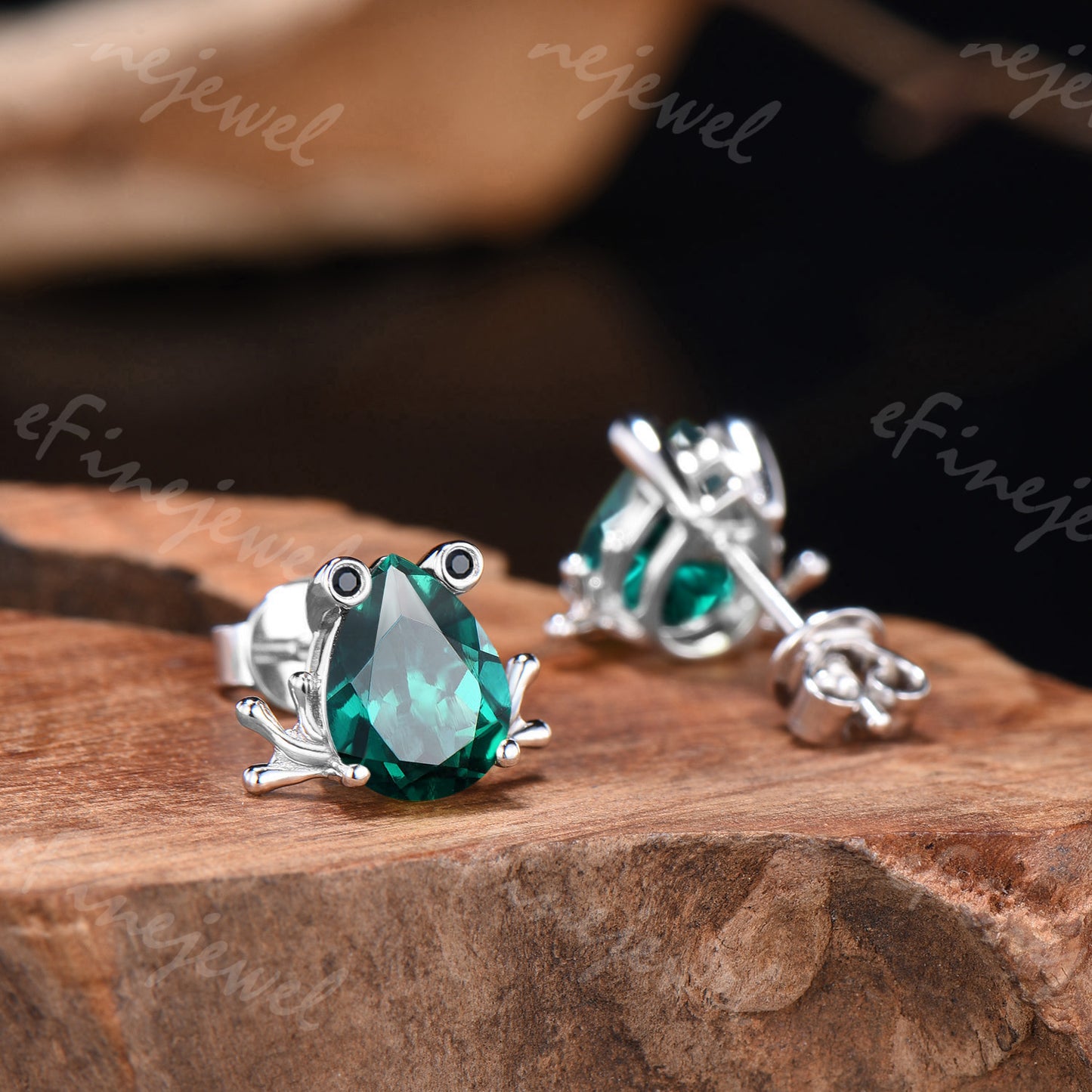 Pear Shaped Emerald Frog Jewelry Set Animal Inspired May Birthstone Ring Necklace Stud Earrings (Copy) (Copy)