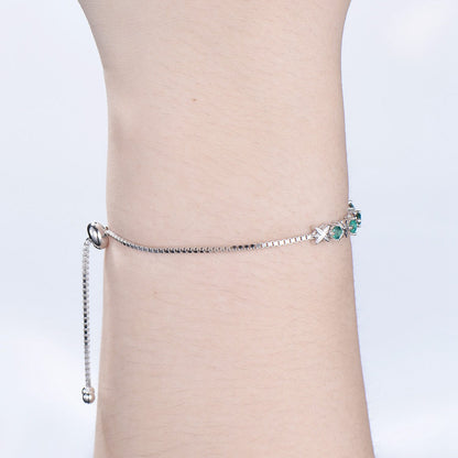 Lab emerald bracelet twig green crystal leaves bracelet unique silver white gold nature inspired Stackable Bracelet Women anniversary gift - PENFINE