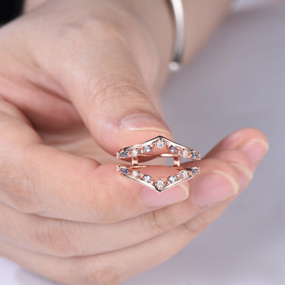 Vintage Marquise Alexandrite Enhancer Band Rose Gold Guard Jacket Ring