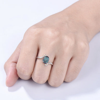 Snake Oval Starbrite Alexandrite Engagement Ring, Gothic Three Stone Promise Ring