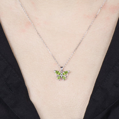 Unique Marquise Pear Natural Peridot Butterfly Necklace,Peridot Butterfly Stud Earrings, Jewelry Set For Gift