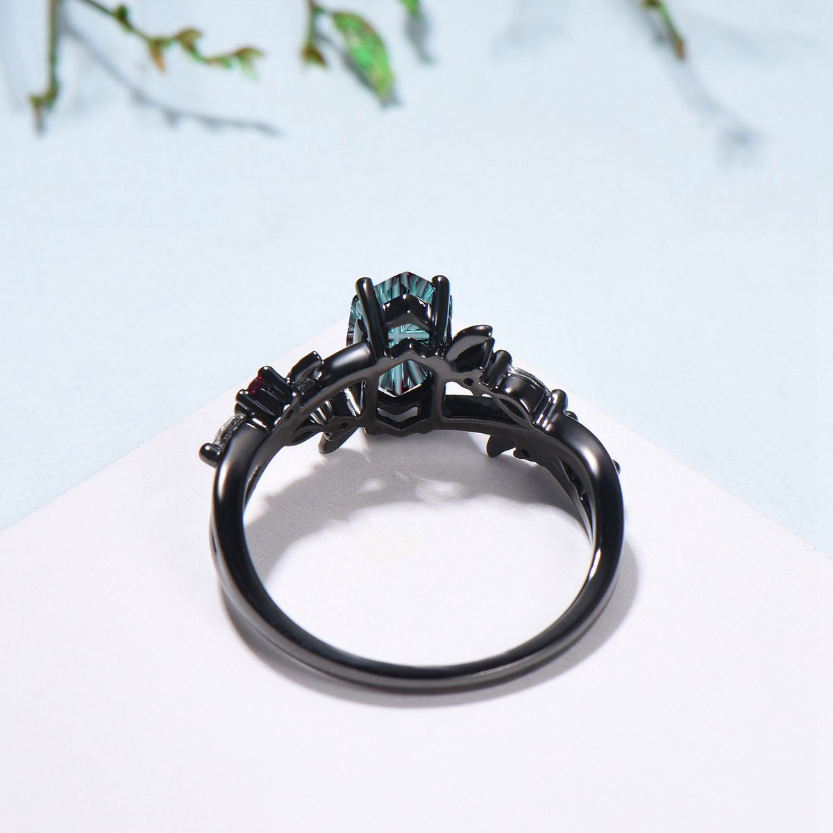 Hexagon Shaped Fantasy Cut Alexandrite Engagement Ring Color-change Split Shank Ring