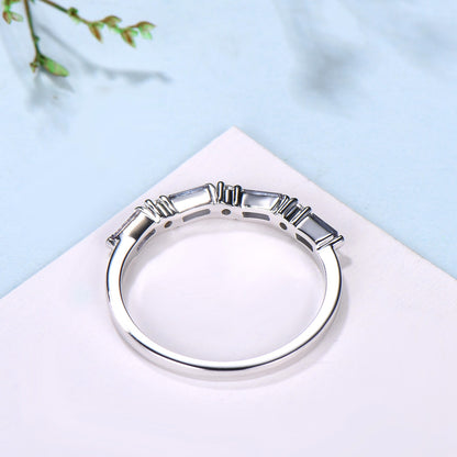 Vintage Alexandrite Eternity Wedding Band Women Unique Baguette Alexandrite Stackable Ring June Birthstone Matching Band Anniversary Gift - PENFINE