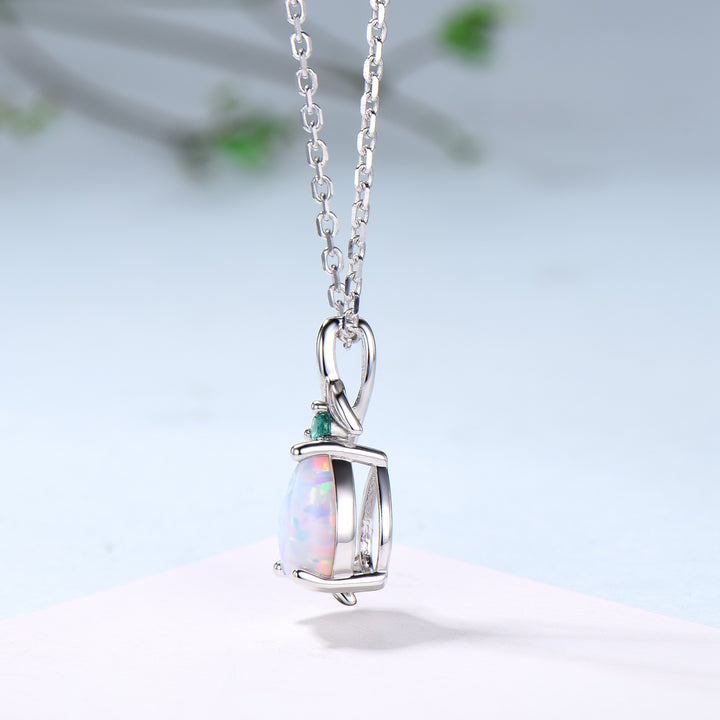 Natural Inspired White Opal Pendant Necklace fire opal leaf branch necklace elegant twisted pendant mom October birthstone anniversary gifts - PENFINE