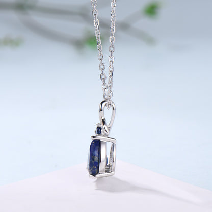 Natural Inspired Lapis Lazuli Pendant Necklace sapphire leaf branch necklace elegant twisted pendant mom anniversary gifts for daughter - PENFINE